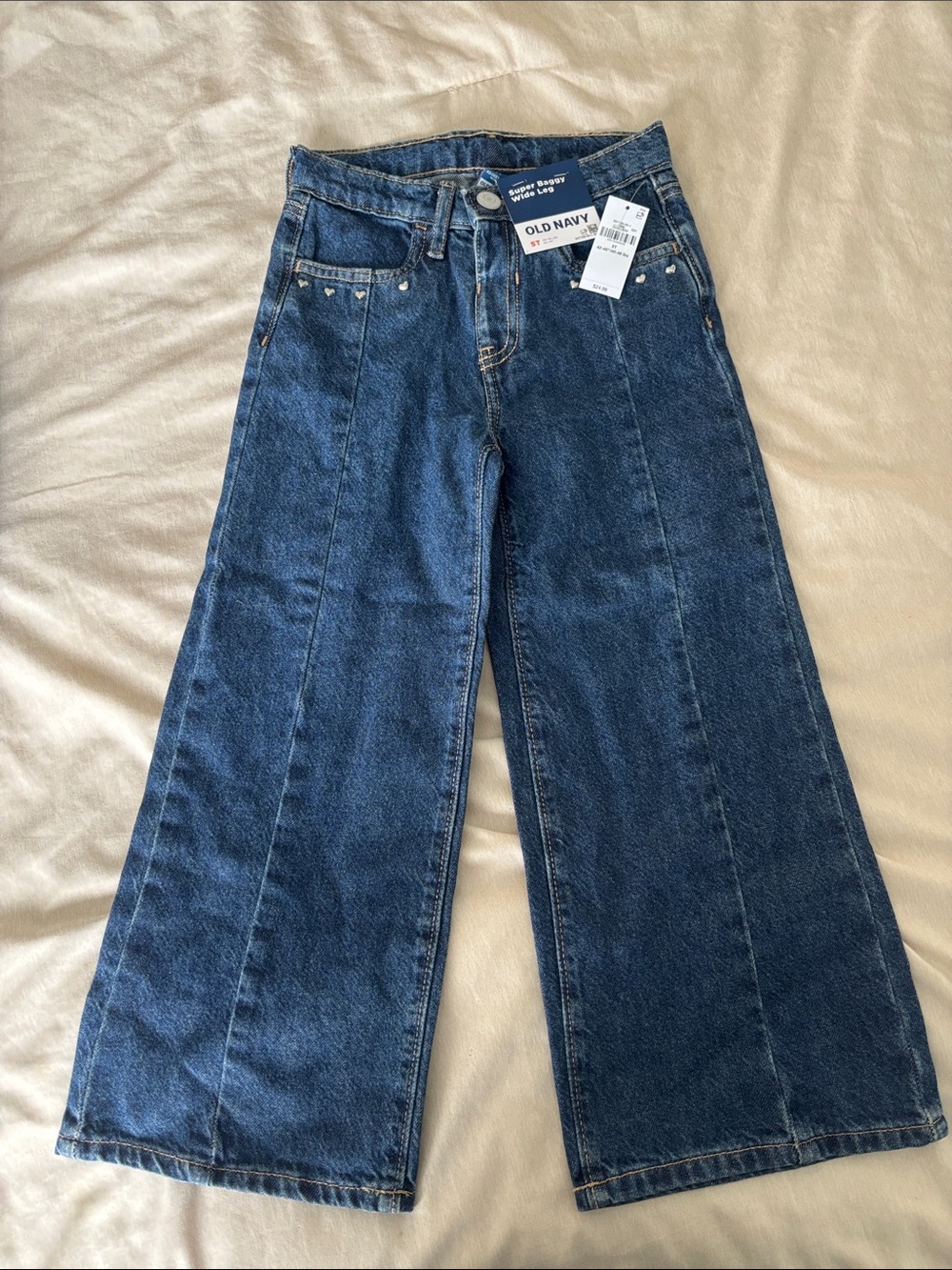 Old Navy Blue Wide-Leg Jeans with Front Seams